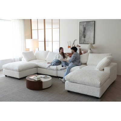 6 - Piece Upholstered Modular Sectional With Ottoman