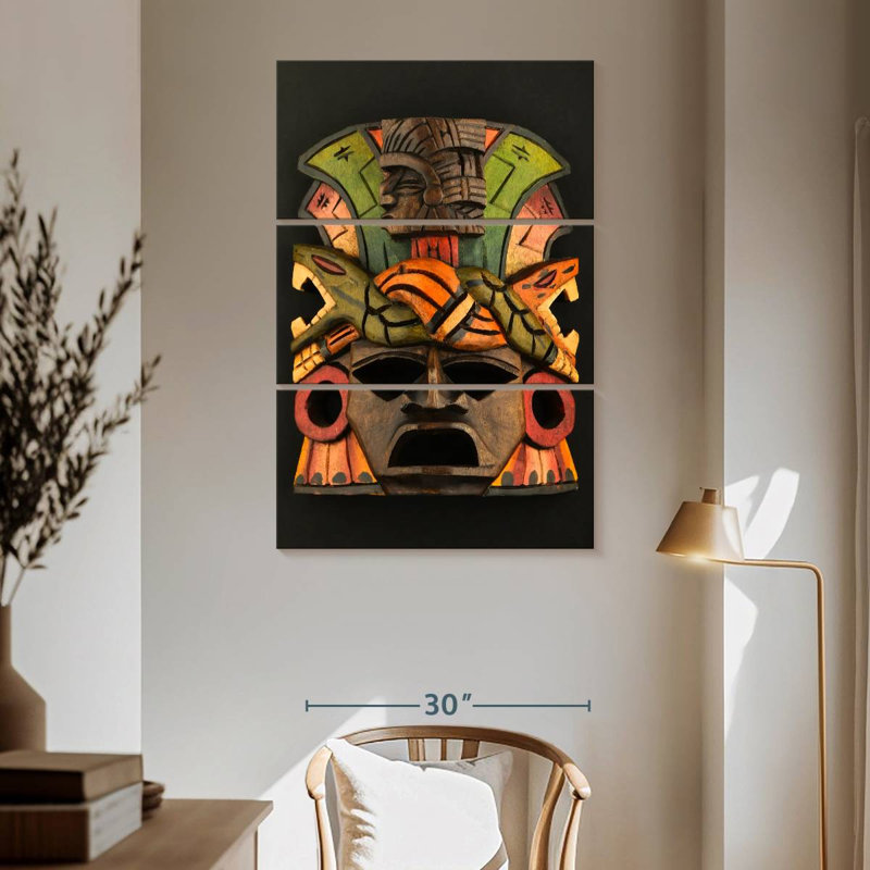 Senne Aztec Wooden Mask, 65" H x 42" W
