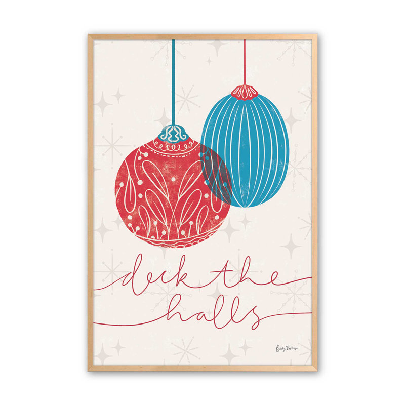 Elegant Holiday Ornaments V, impression roulée, Érable brut encadré, H 11 po x l 9 po x P 1,25 po