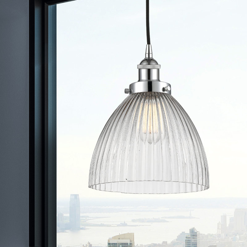Luminaire suspendu en forme de dôme à 1 lumière Tallulah, Chrome poli