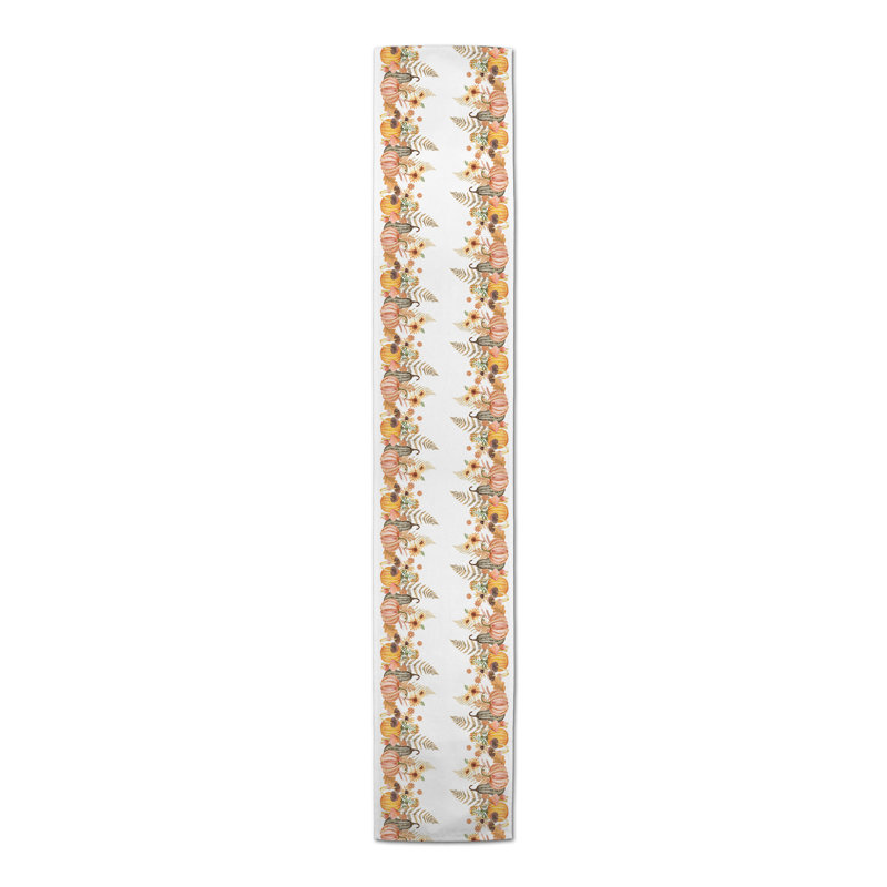 Watercolor Autumn Delights Border Tablerunner, 72" Rectangle