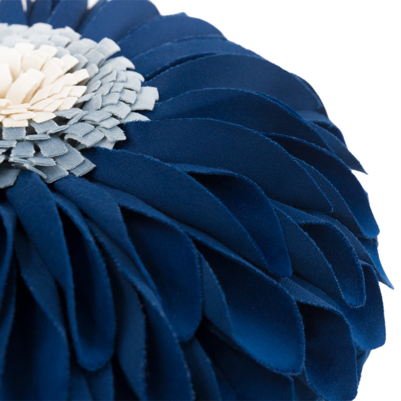  Housse et insert de coussin décoratif en tournesol Appliqued, Carré 12 po, Bleu marine - velours