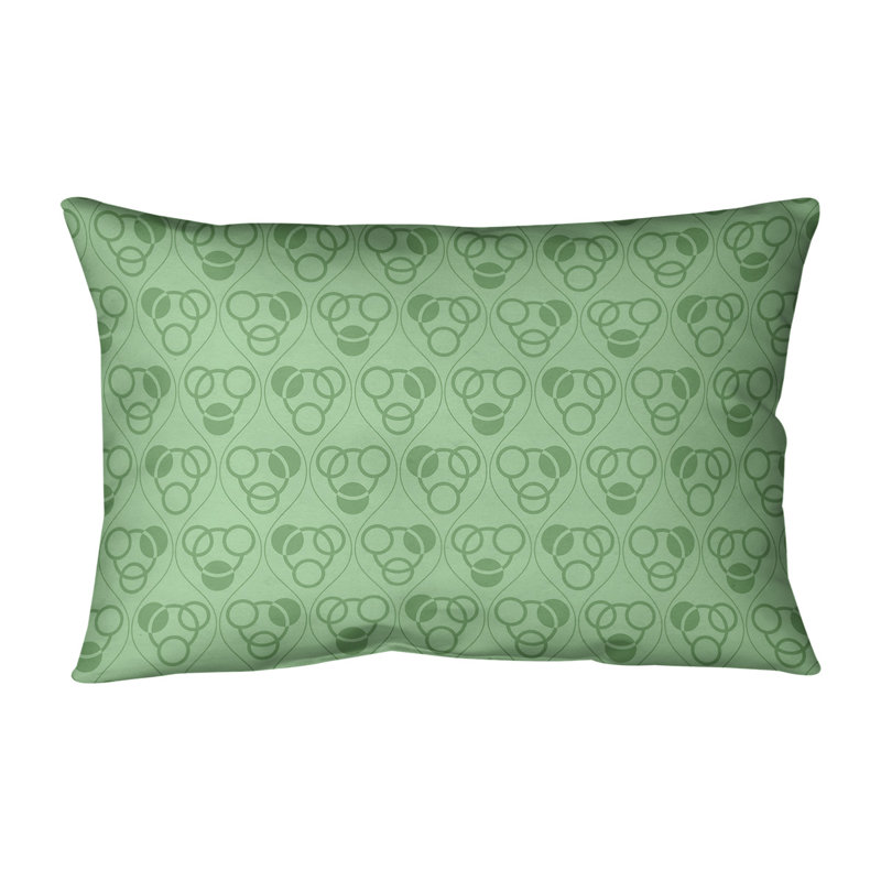 Coussin lombaire classique à motif de cercles Waves, Duvet / Plumes, H 14 po x l 20 po, Vert