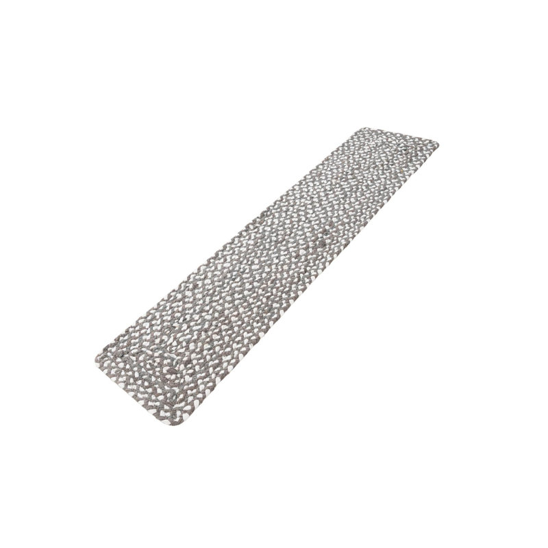 Barlet Handmade Braided Cotton Gray Area Rug, Table Runner 1'2" x 8'