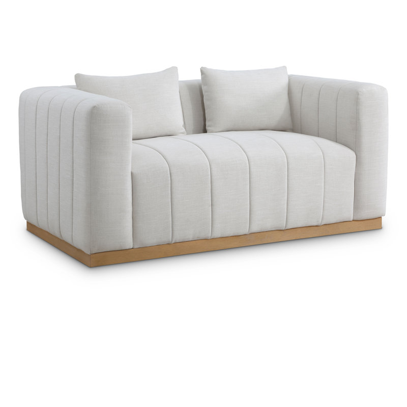 Hyams 67'' Loveseat, Cream Linen Textured Fabric