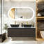 Meuble-lavabo flottant mural moderne et élégant avec comptoir, lavabo en céramique, robinet en cuivre, portes doubles ouvertes, 3 tailles-1006092133