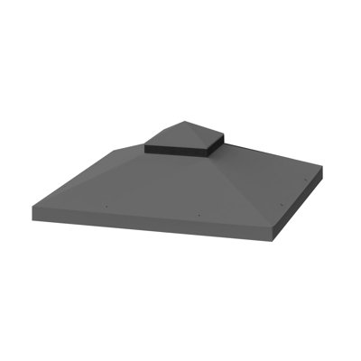 Gray Double Tiered Gazebo Replacement Canopy Top for 10x10 Ft Outdoor Patio - UV Resistant Fabric Roof with Ventilation & Drainage Holes