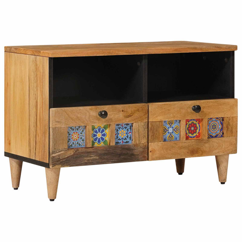 Vidaxl TV Cabinet With Drawer With Shelf With Storage Solid Mango Wood Modern