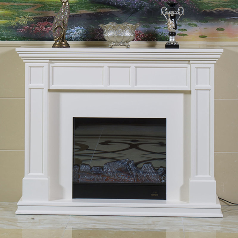 White Manufactured Wood Electric Fireplace