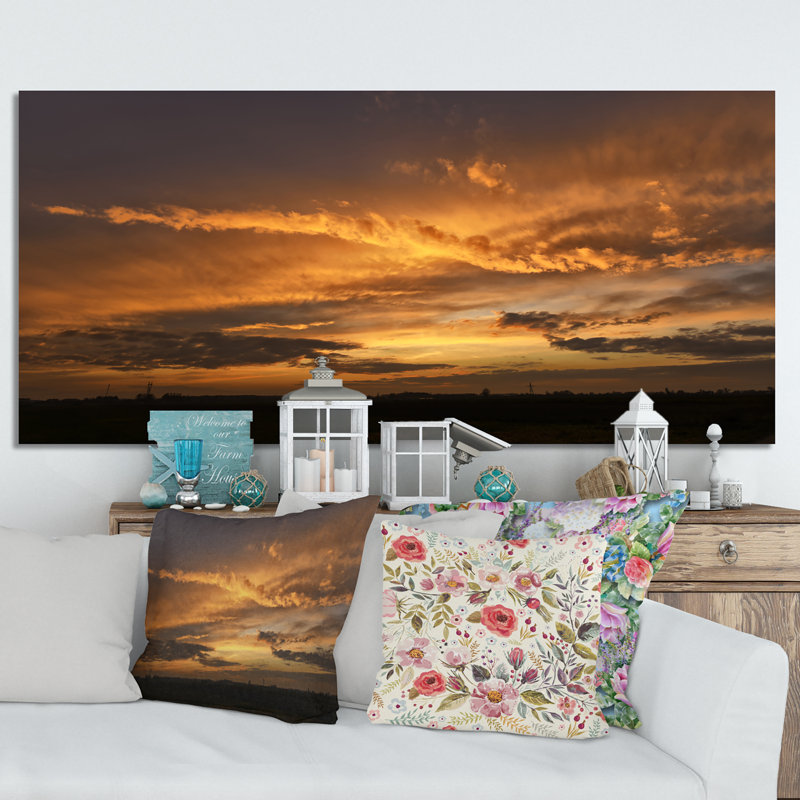 «Summer Sunset Dramatic Sky II», photographie sur toile, H 24 po x l 36 po x P 1 po, Toile tendue