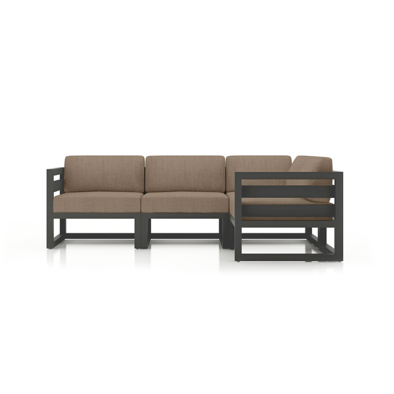 Avion 4 Piece Sectional Set, Canvas Heather Beige Sunbrella® Canvas, Slate