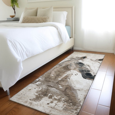 Machine Washable Indoor/Outdoor Cinead ACN1719 Ivory Rug