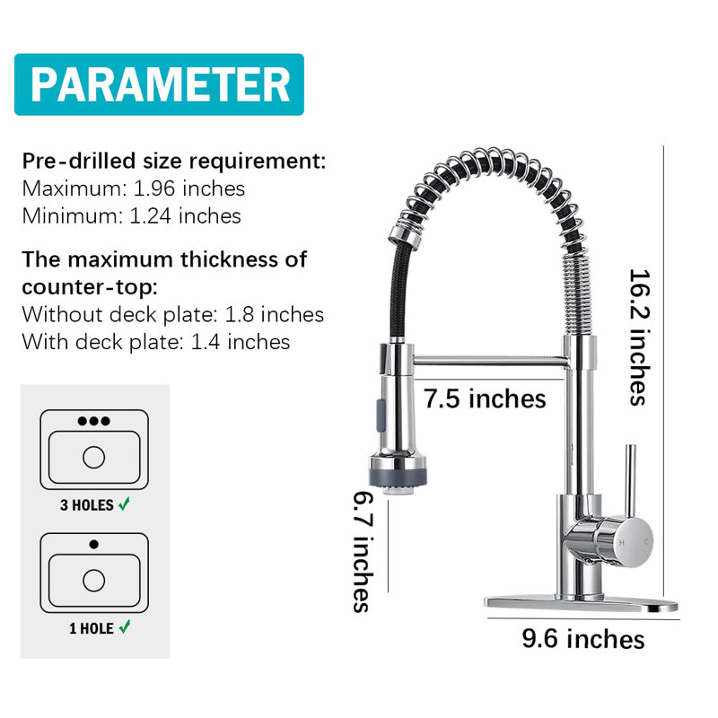 HGN Touch Kitchen Faucet, Polished Chrome
