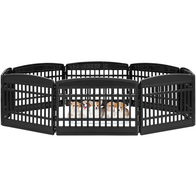  Parc pour chien et animal de compagnie 8 panneaux 24 pouces avec porte, intérieur ou extérieur, noir