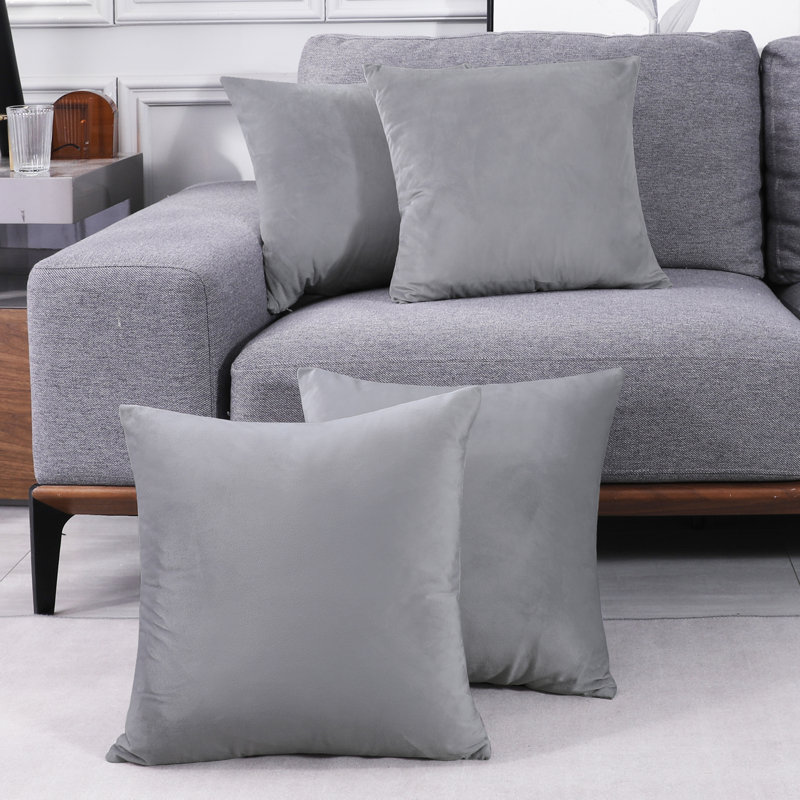 Decorative Throw Soft Linen Cushion Covers Pillow Covers (Set of 4), Square 26", Gray