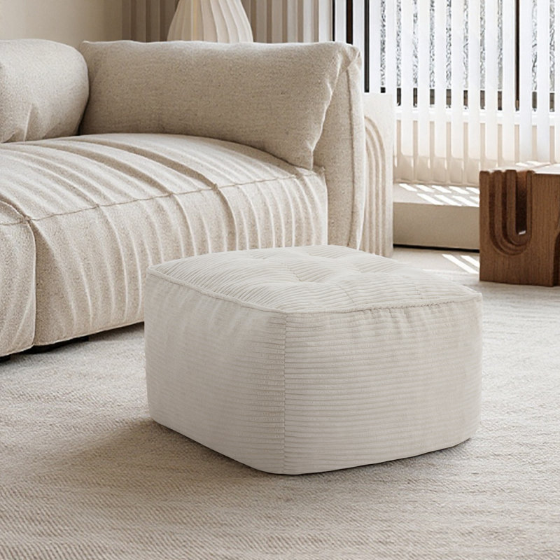 Repose-pieds en velours côtelé avec repose-pieds, Beige