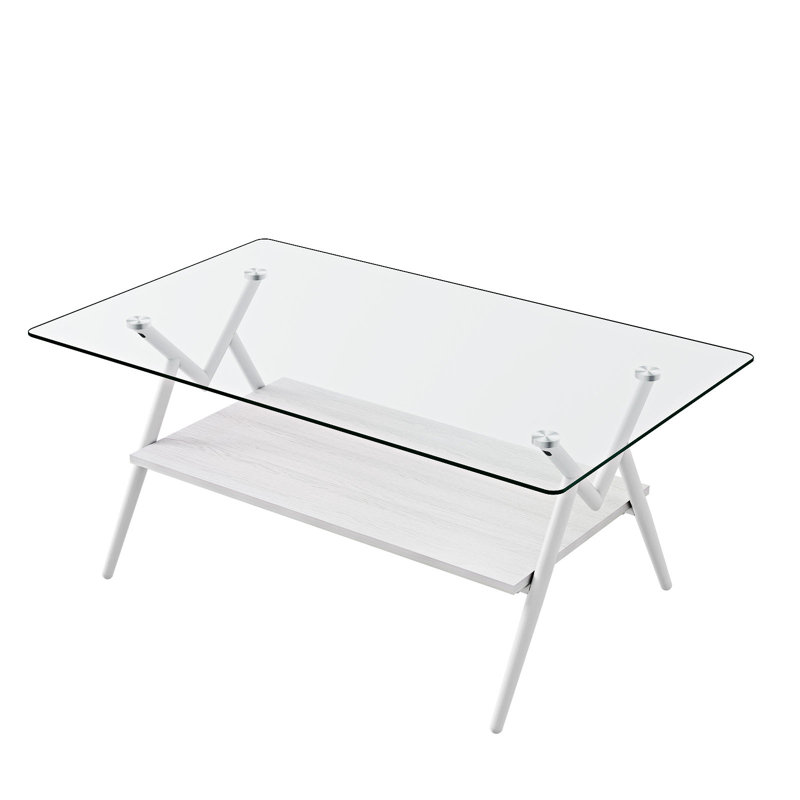 Ensemble de 3 tables basses et tables de bout, Blanc, Transparent