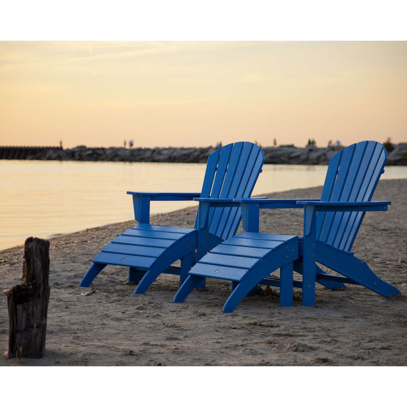 POLYWOOD South Beach 4-Piece Adirondack Set, Pacific Blue