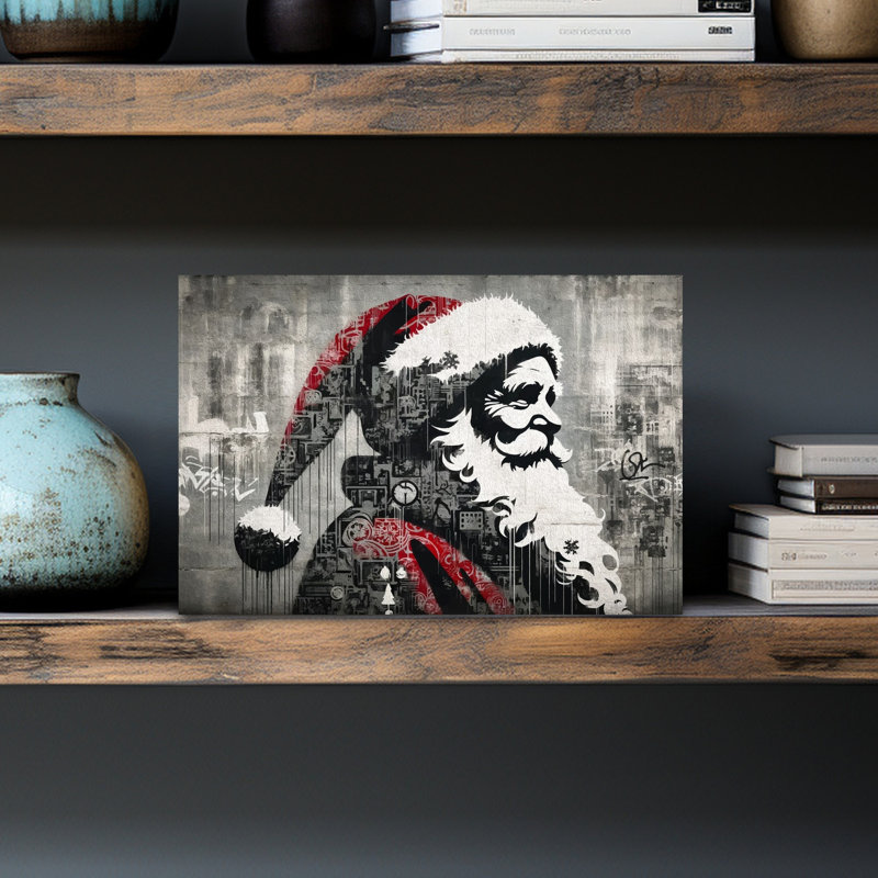 «Urban Graffiti Santa», reproduction d'art abstrait contemporain d'art mural urbain, 12" H x 18" W