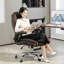 Bureau en velours brun (100 en polyester) avec revêtement en velours, conception réglable et siège pivotant, 10,9 po