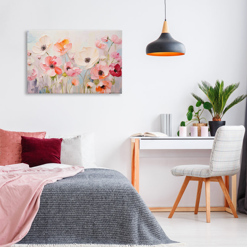 «Pastel Ranunculus Blooms», art mural sur toile par Petals Prints Design, H 24 po x l 36 po