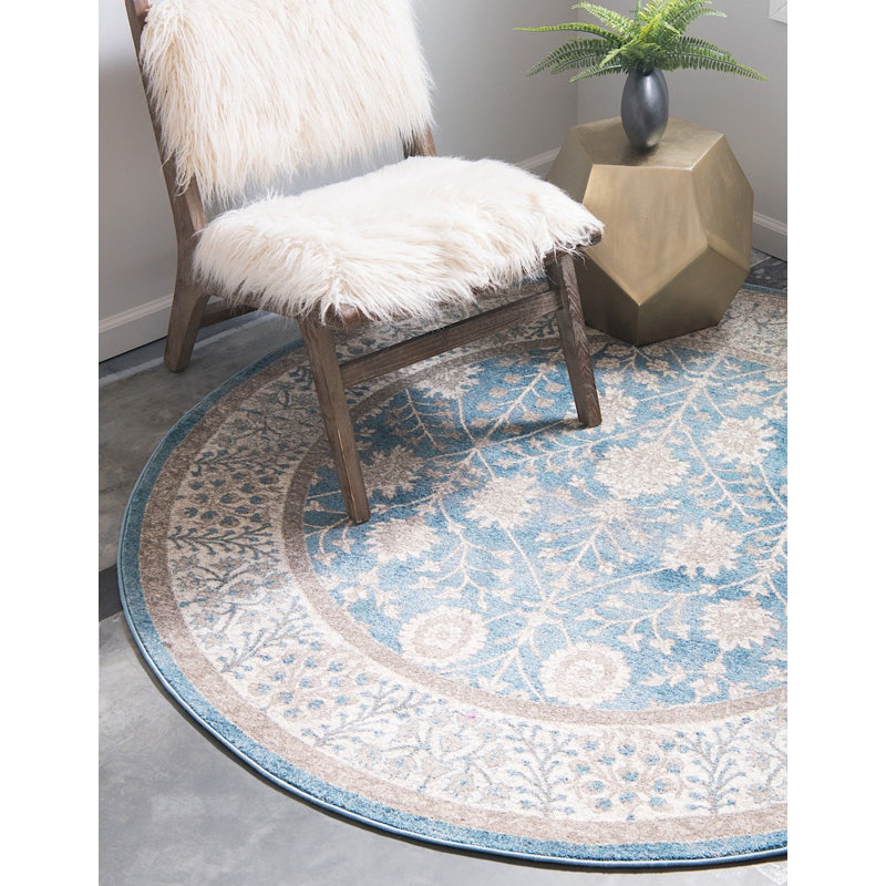 Linz Floral Indoor Rug, Round 7'3"