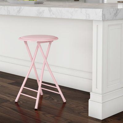 Tabouret pliant Lavish Home de 24 pouces avec siège rembourré, rose