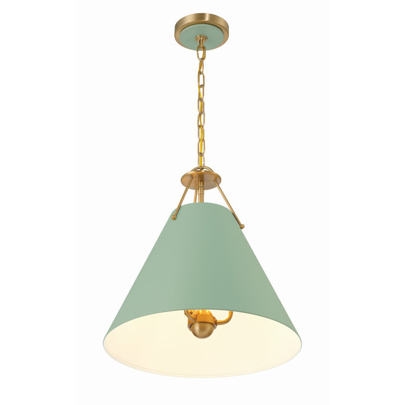 Luminaire suspendu conique en métal à 3 lumières Kinston , Or, Vert