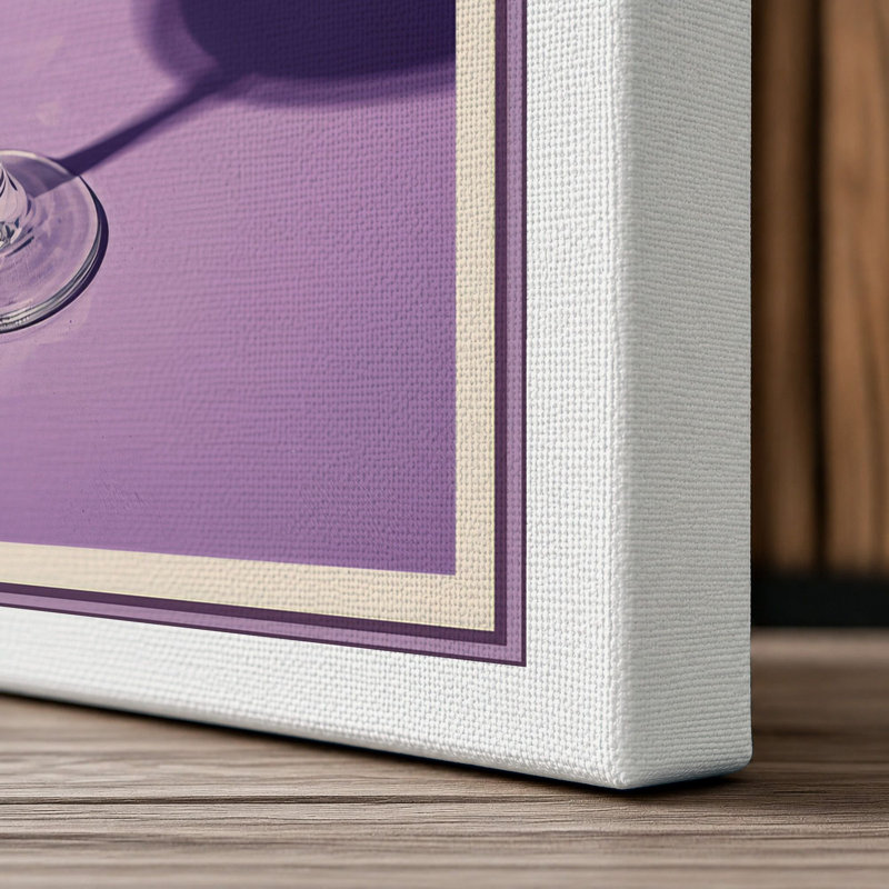 Wine Glass Shadow Minimalist - Wrapped Canvas, 24x16 - 61.0 x 40.6 cm, White Border
