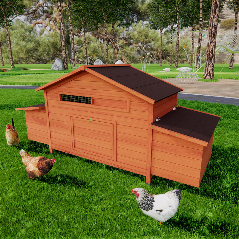 Grande cage à poules en bois pour poulailler avec 2 boîtes de nidification et 2 portes, Rouge