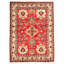 Tapis unique en laine noué à la main 5 pi 1 po x 6 pi 10 po nouvel âge Haddy - rouge foncé / crème