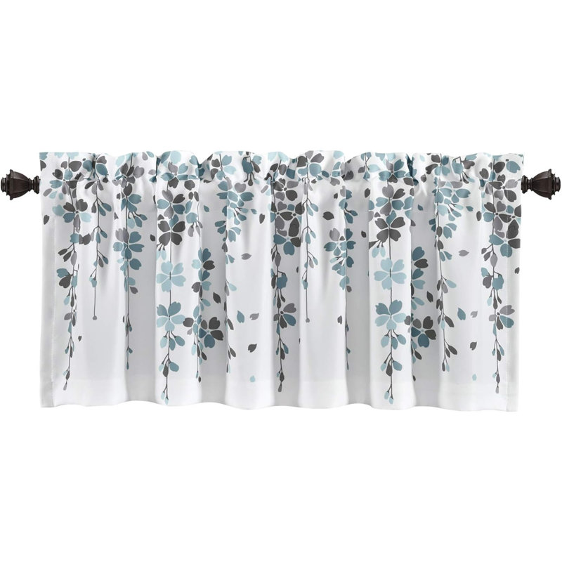 Cantonnière Weeping Flower Light, Bleu/gris, L 18 po x L 52 po