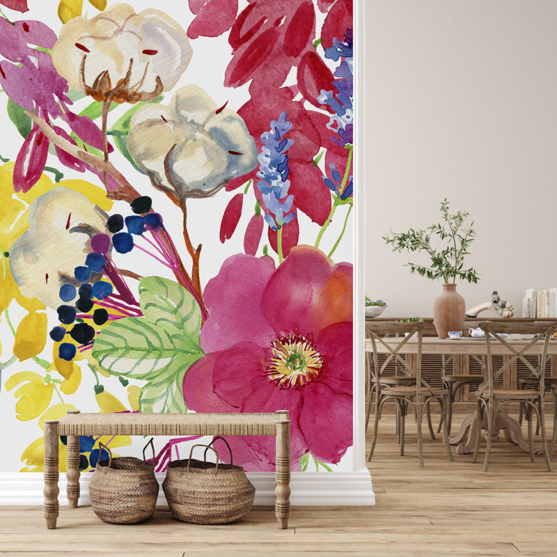 Peel & Stick Floral Wall Mural, 8.33' W x 8.33' L