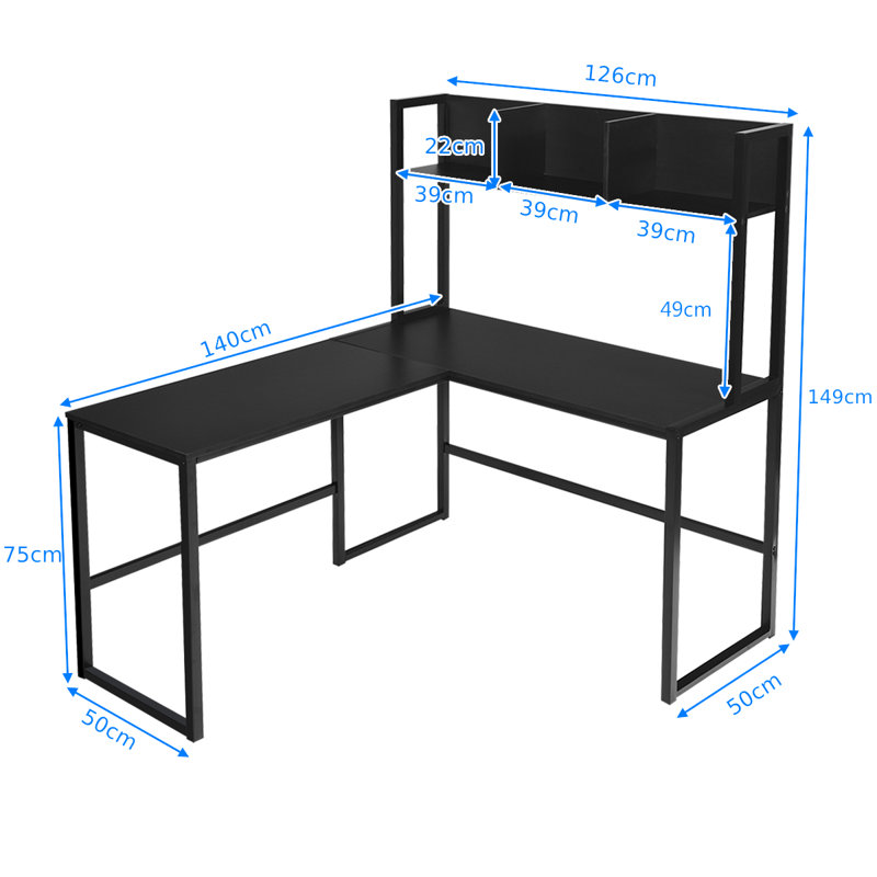 L-Shaped Writing Desk, Black