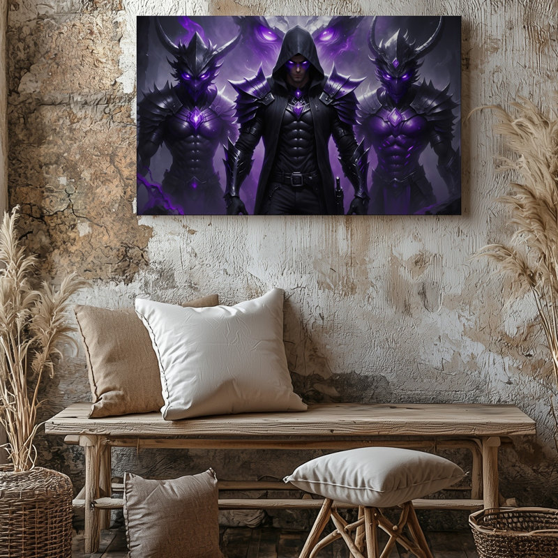 Toile, scène d'atmosphère sombre avec une figure centrale dans un art mural, H 30 po x l 30 po