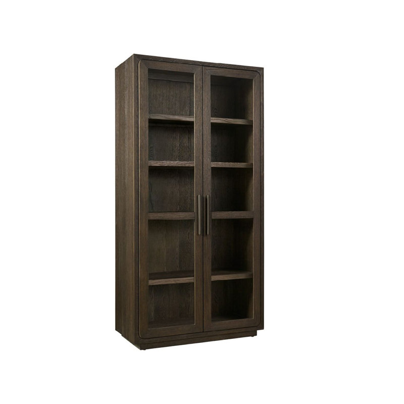 Modern Lighted Curio Cabinet, Brown