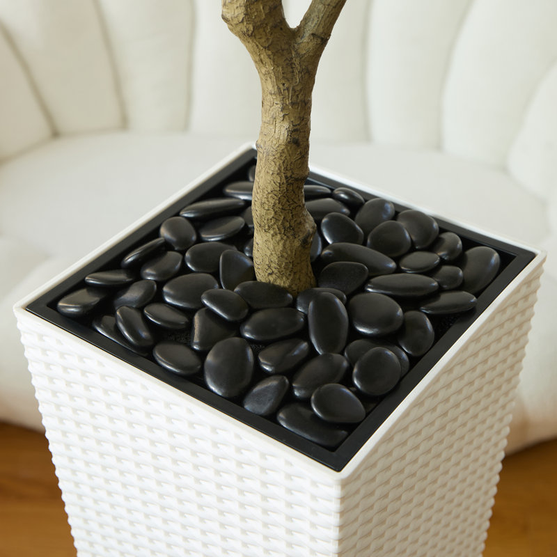 Ficus artificiel George, verdure artificielle protégée contre les rayons UV avec une énorme base décorative pour l'intérieur et l'extérieur