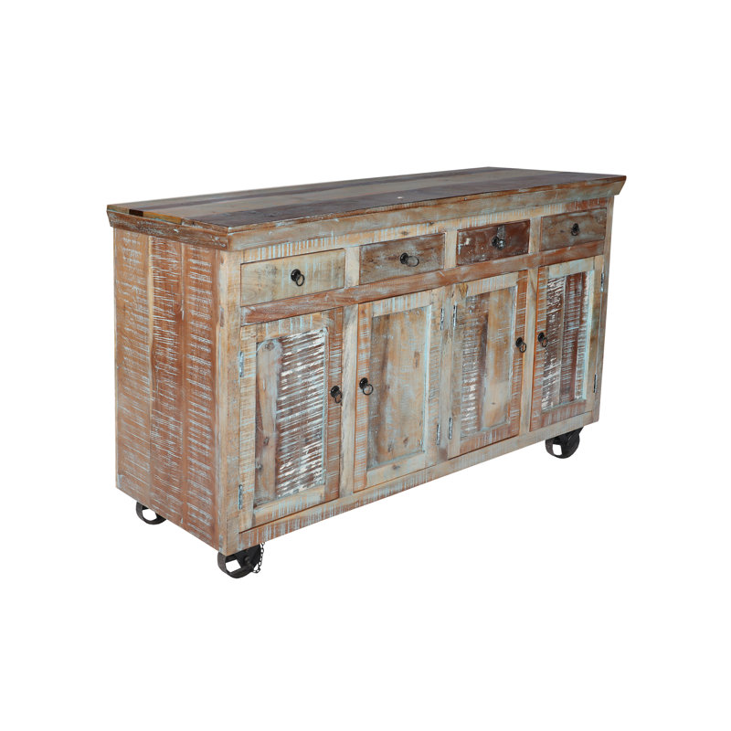 Antique Solid Wood Large Credenza