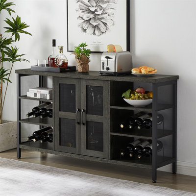 Buffet industriel Bar avec porte-bouteilles et porte-verres à pied Industrial Wine Bar