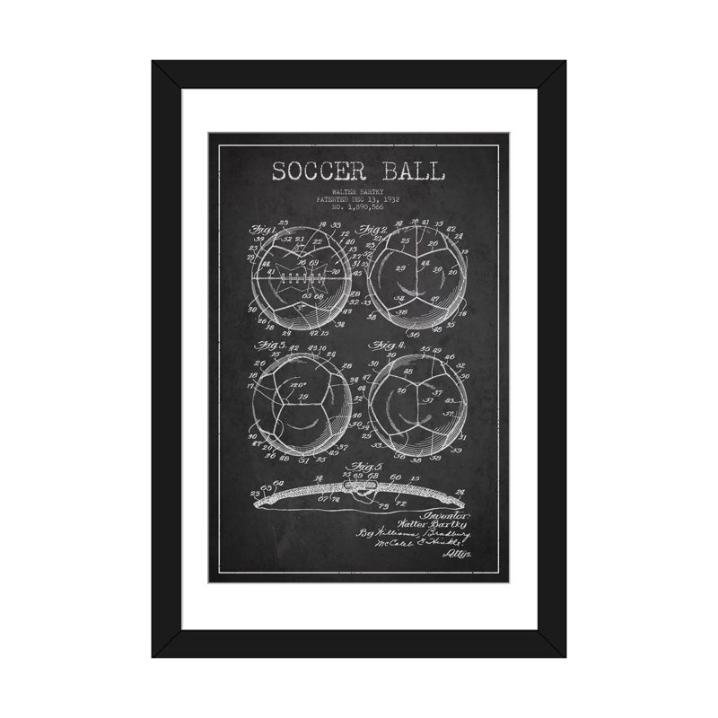 «Bartky Soccer Ball» par Aged Pixel, impression sur toile tendue, H 24 po x l 16 po x P 1 po, Papier d'art encadré noir