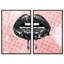 Noir and Blush Lips Diptych Set of 2 Fashion and Glam Floater Frame by Oliver Gal