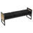 56.7" Boucle Upholstered Bench with PE Rattan Accent Armrest-1361940043