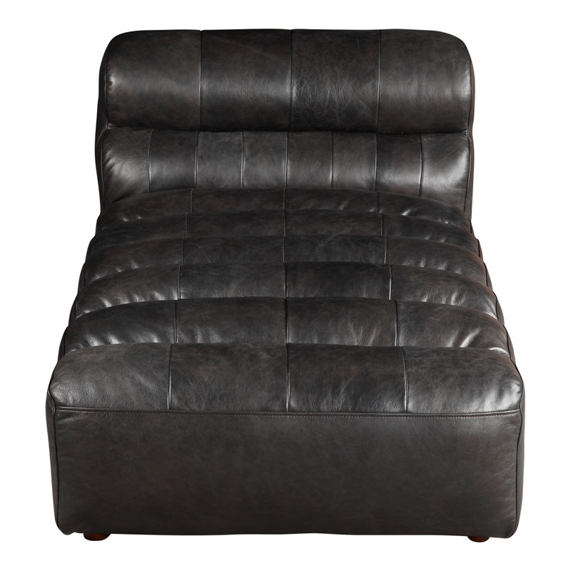 Ramsay Chaise Lounge, Black Genuine Leather