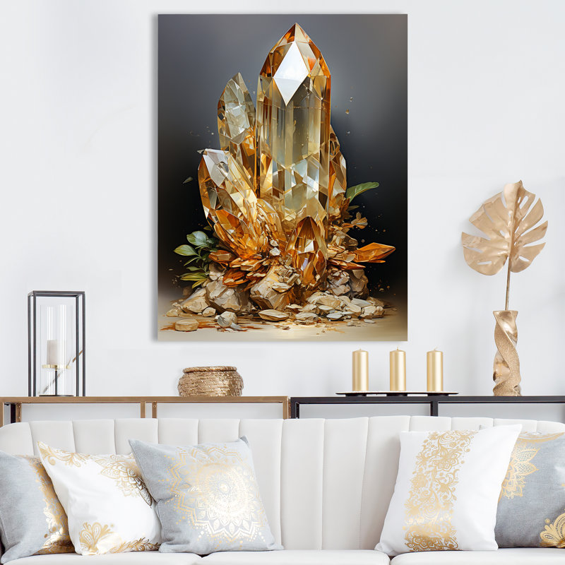Pierre colorée et spirituelle Pyrite I - impression, H 20 po x l 12 po x P 1 po, Toile tendue