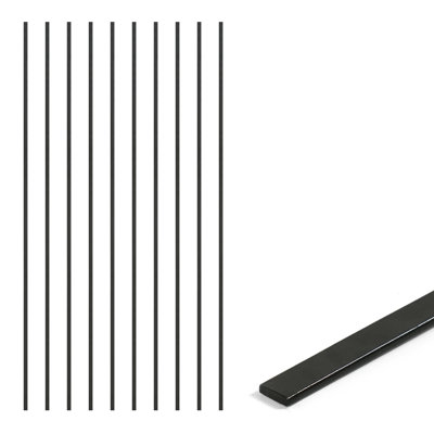 6 FT Black Galvanized Tension Bar, 72 Inch Flat Bar for 6' Chain Link Fence Parts, Hardware for Chain Link Fencing System, Pack of 10
