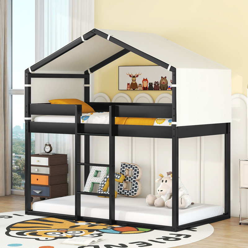 Beaty Kids Twin Over Twin Bunk Bed, Espresso