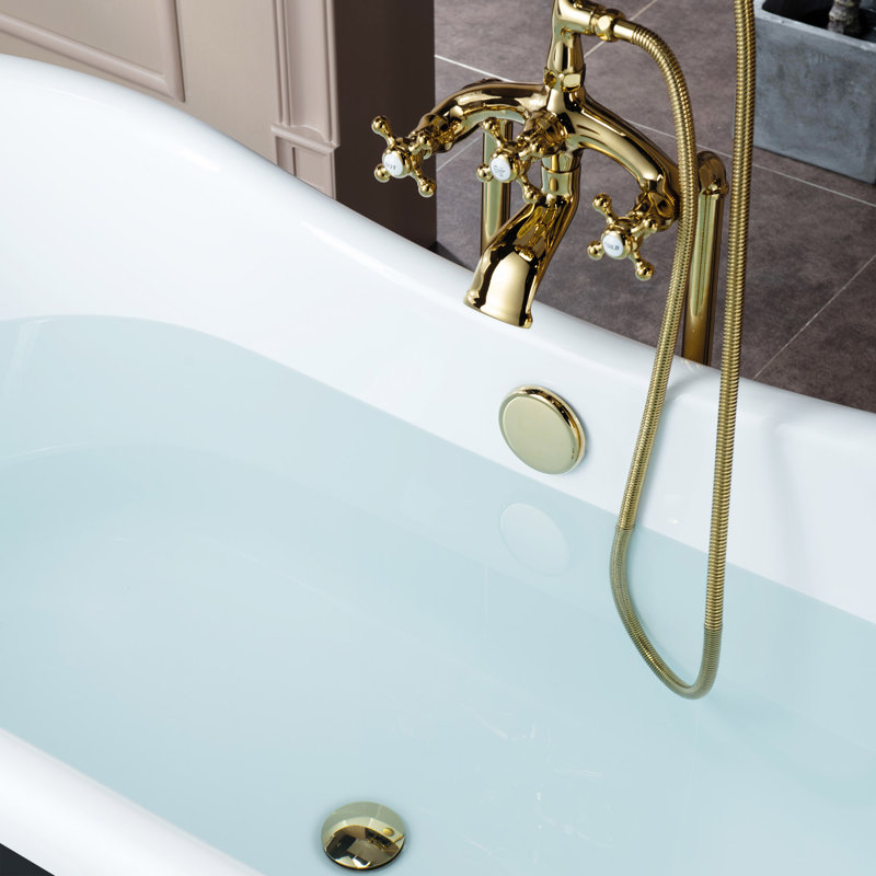 Baignoire de trempage sur pattes en acrylique 59 "x 28", Noir, Or poli