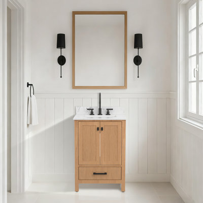 Meuble-lavabo simple 24 po avec comptoir en pierre reconstituée