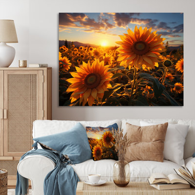 Champ de tournesols jaunes au lever du soleil III