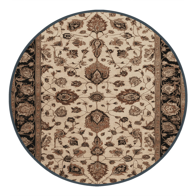 Tapis brun lavable à la machine, Rond 3 pi